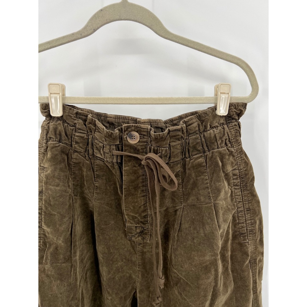 Free People Brown Corduroy Paperbag Waist Pants Drawstring Button Fly Small - Picture 2 of 7